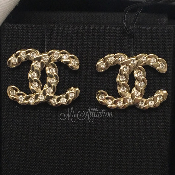Sold on eBay! CHANEL Authentic Crystal CC Earrings - Picture 2 of 8